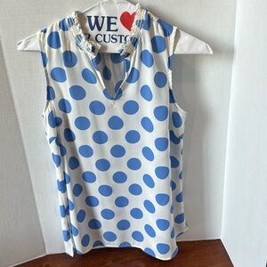 Blue white polka dot sheer blouse Talbot’s small